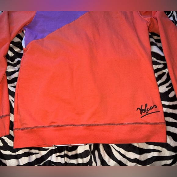 Volcom Zip French Terry Hoodie - Orange/Coral/White/Purple-Y2K/Skate Juniors XL - Picture 6 of 16